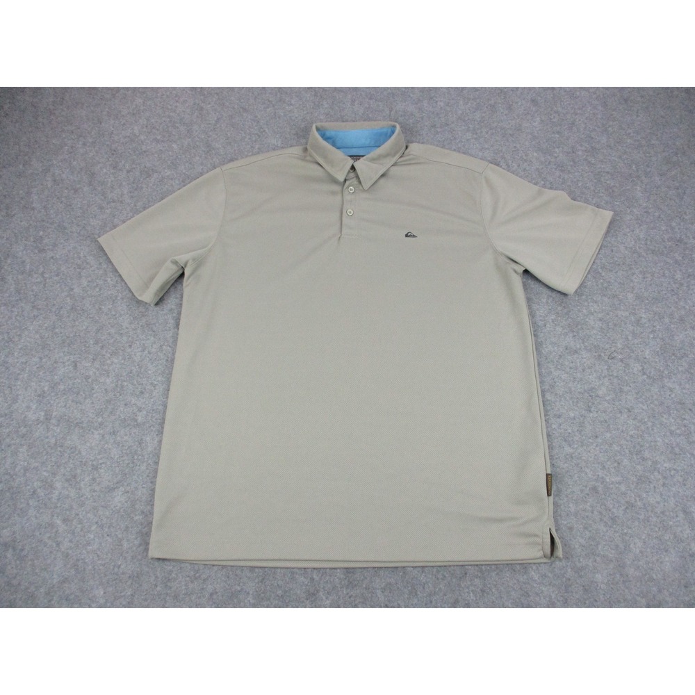 Quiksilver Polo Shirt Mens XL Beige Waterman Collection Surf Beach Performance